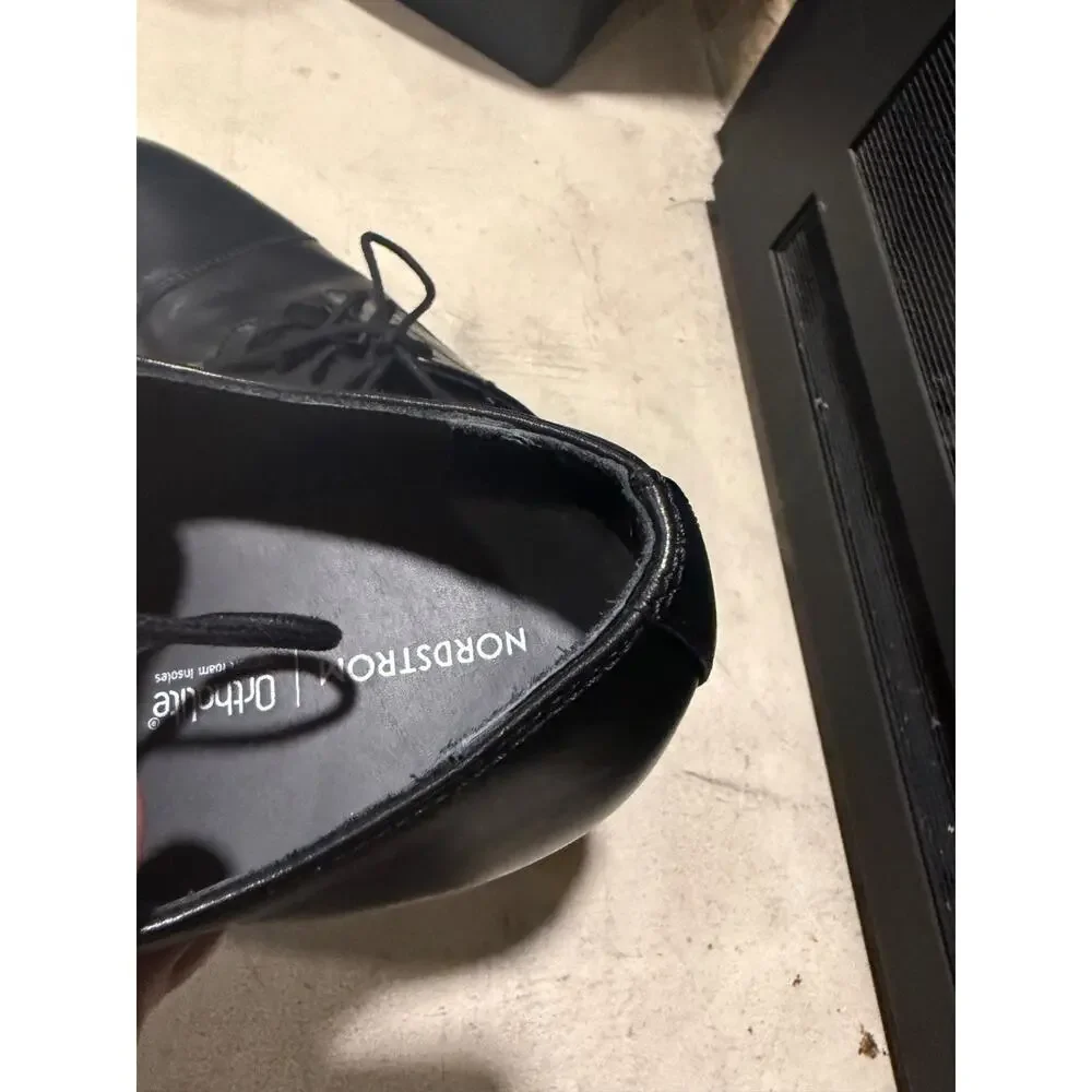 Nordstrom Ortholite Men's 10M Comfort Foam Black Leather Cap-Toe Oxford Shoes